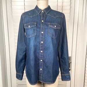 NEW!. Lucky Brand Women's Long Sleeve Indigo Western Shirt Size S/P